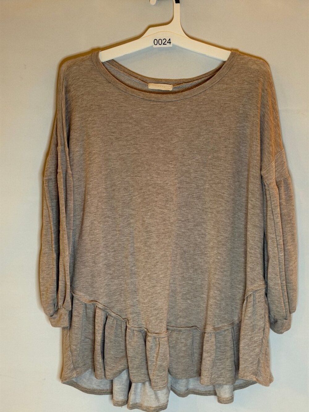 Entro Gray Ruffle Hem Oversized Boho Tunic